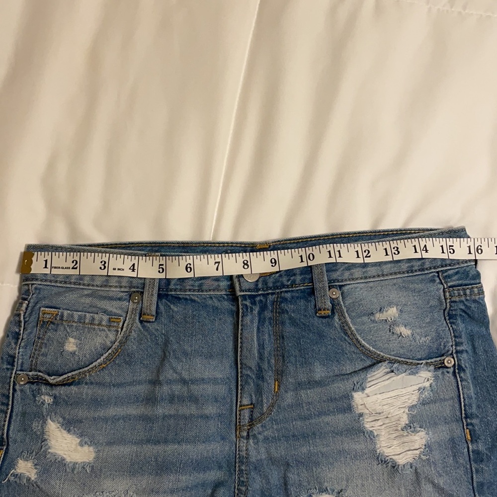 *SOLD*Distressed Mid-Rise Denim Cut-Offs - Picture 10 of 11